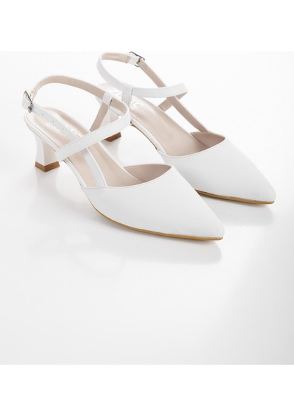 Kadın Beyaz Yeni Sezon Çapraz Model Topuklu Ayakkabı Günlük ve Özel Gün fırsatları