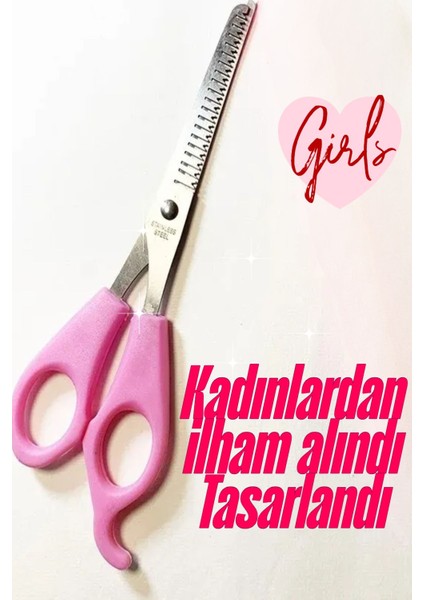 6.5 Inç Pembe Plastik Saplı Kuaför Makası Saç Kesim Aleti modelleri