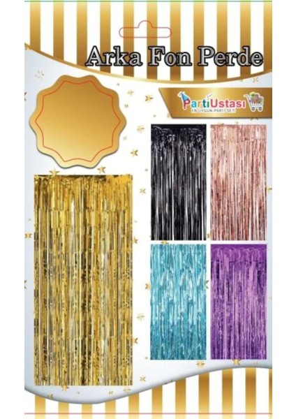 Arka Fon Perde Kalp Gold