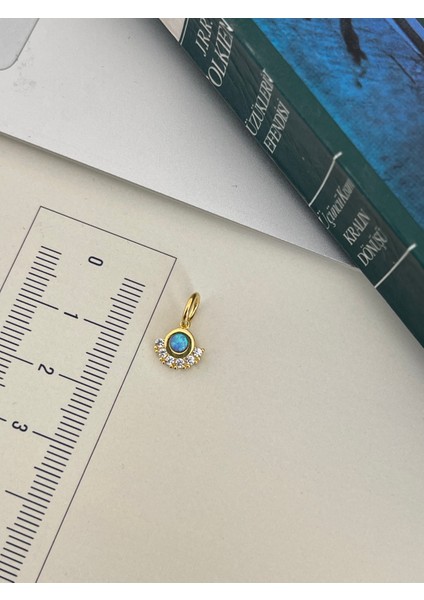 925 Ayar Gümüş Kolye Opal Taşlı Kolye Ucu Gümüş Kolye Şans Kolyesi Opal Uc