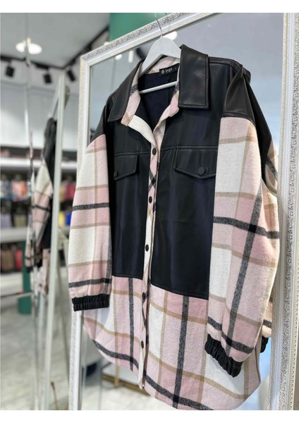 Nars Deri Detaylı Oduncu Ceket - Pudra - 3