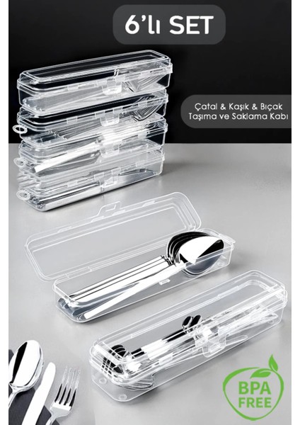 6'lı Çatal Bıçak Kaşık Takımı Saklama Kutusu Seti - Çeyizlik Organizer Düzenleyici Saklama Kabı