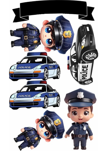 Polis Yenilebilir Cupcake ve Pasta Resim Baskı