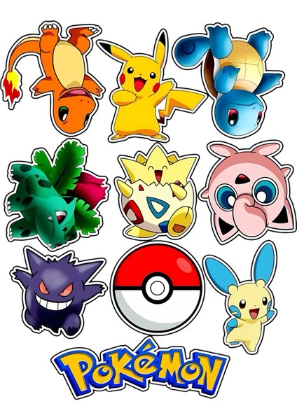 Pokemon Yenilebilir Cupcake ve Pasta Resim Baskı