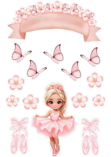 Balerin Yenilebilir Cupcake ve Pasta Resim Baskı