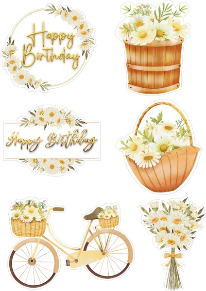 Papatya Yenilebilir Cupcake ve Pasta Resim Baskı
