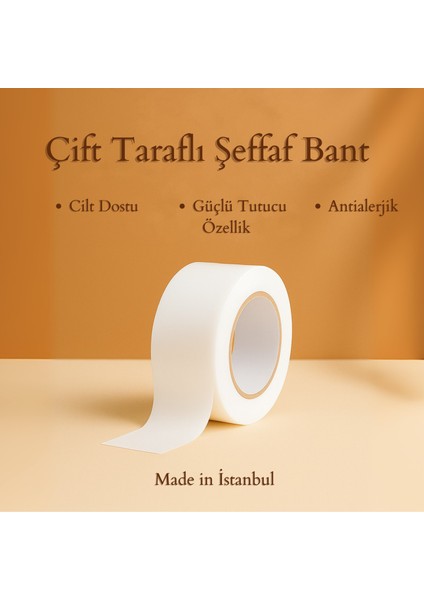 Şeffaf Göğüs Bandı Çift Taraflı Elbise Sabitleyici Bant Görünmez Vücut Yapışkanlı Bant 5 Metre 2 cm En