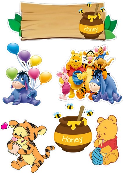 Winnie The Pooh Yenilebilir Cupcake ve Pasta Resim Baskı