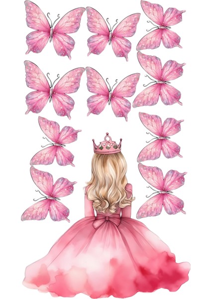 Kelebek ve Kız Yenilebilir Cupcake ve Pasta Resim Baskı