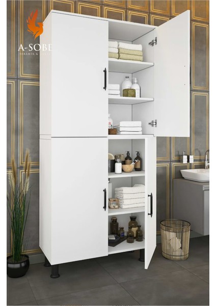 A‑sobe Seramik & Ahşap – Çok Amaçlı Dolap 70 cm – Mutfak, Banyo ve Kiler Için