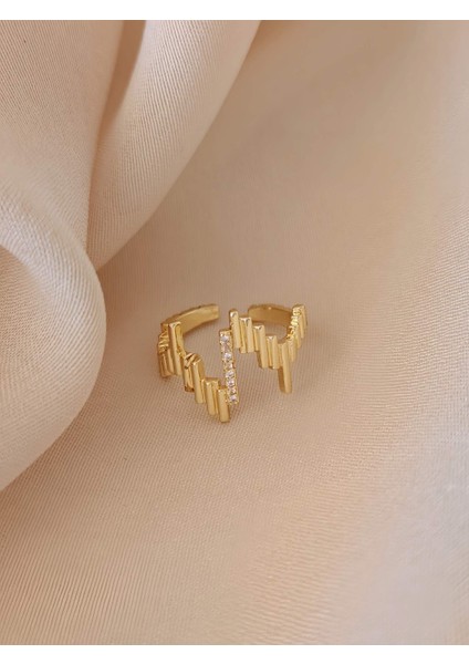 Zikzak Dalgalı Ritim Model Ayarlanabilir Gold Altın Renkli Yüzük modelleri