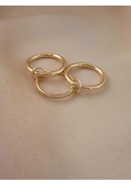 Çoklu 3'lü Model Zirkon Taşlı Silver Gold Renkli Yüzük fiyatları