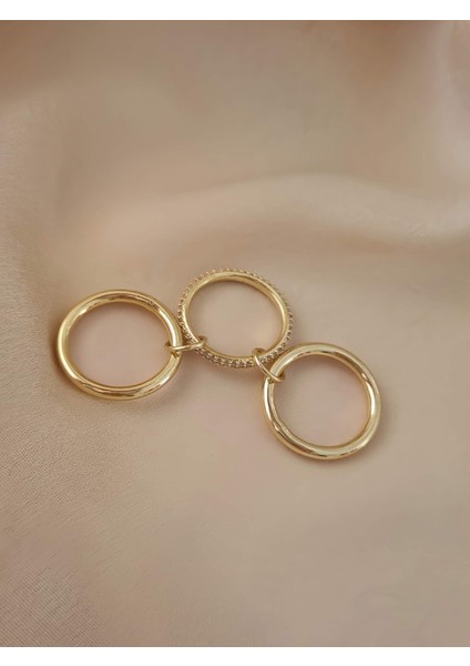 Çoklu 3'lü Model Zirkon Taşlı Silver Gold Renkli Yüzük modelleri