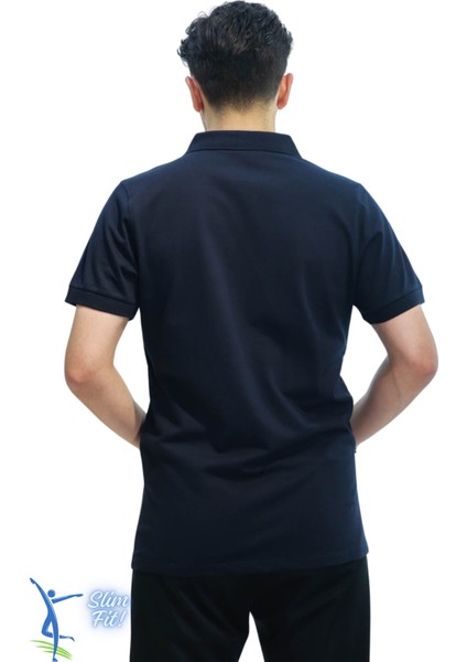 Erkek Slim Fit Dar Kesim Pamuklu Yumuşak Doku Nefes Alan Kumaş Kıvrılmaz Yaka Haki Polo Yaka Tişört Lacivert indirimleri