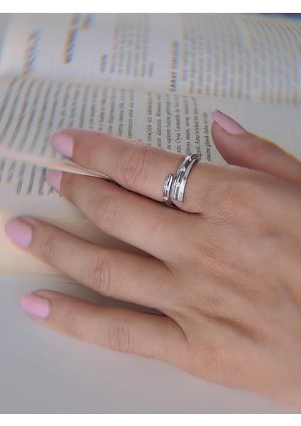 Çapraz Zirkon Taşlı Model Ayarlanabilir Silver Gümüş Renkli Yüzük modelleri