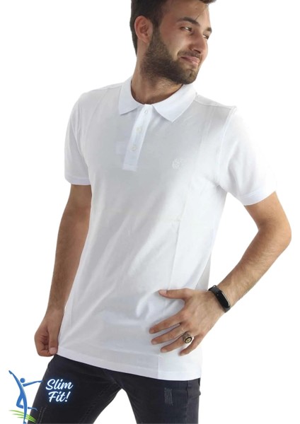 Erkek Slim Fit Dar Kesim Pamuklu Yumuşak Doku Nefes Alan Kumaş Kıvrılmaz Yaka Haki Polo Yaka Tişört Beyaz fiyatları