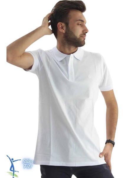 Erkek Slim Fit Dar Kesim Pamuklu Yumuşak Doku Nefes Alan Kumaş Kıvrılmaz Yaka Haki Polo Yaka Tişört Beyaz modelleri