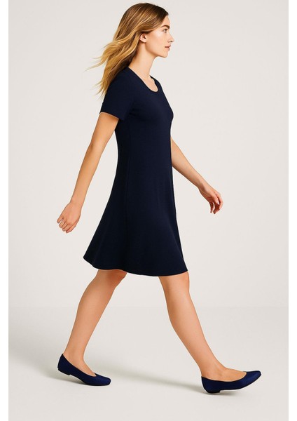 Dökümlü Rahat Kalıp Günlük Penye Kumaş Elbise modelleri