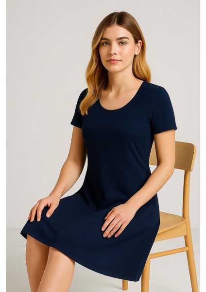 Dökümlü Rahat Kalıp Günlük Penye Kumaş Elbise fırsatları