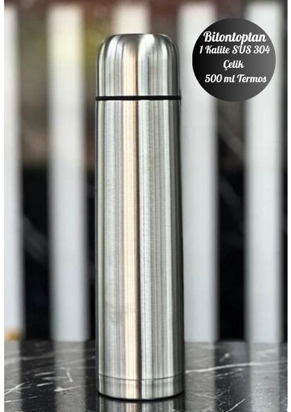 Kişiye Özel 500 ml Çift Katmanlı Sus 304 Çelik Inox Termos 12 Saat Sıcak Soğuk Tutma