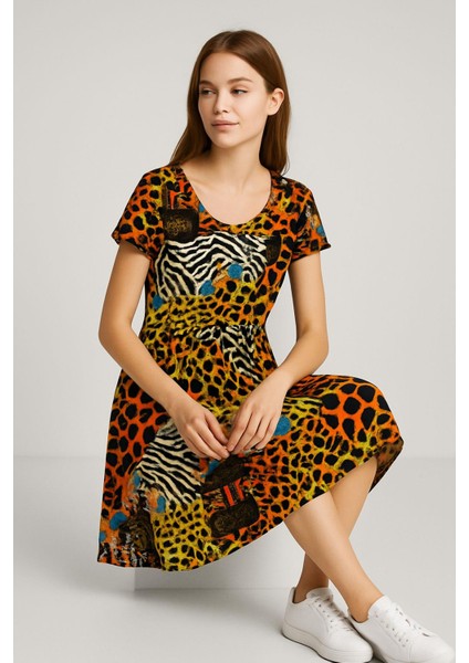 Dökümlü Rahat Kalıp Günlük Penye Kumaş Elbise modelleri