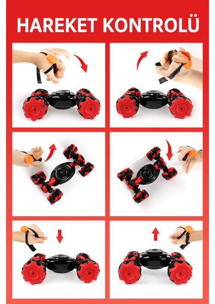 Uzaktan Kumandalı Akrobasi Oyuncağı • El Hareketiyle Kontrol • Işıklı & Renkli Arazi Aracı fırsatları