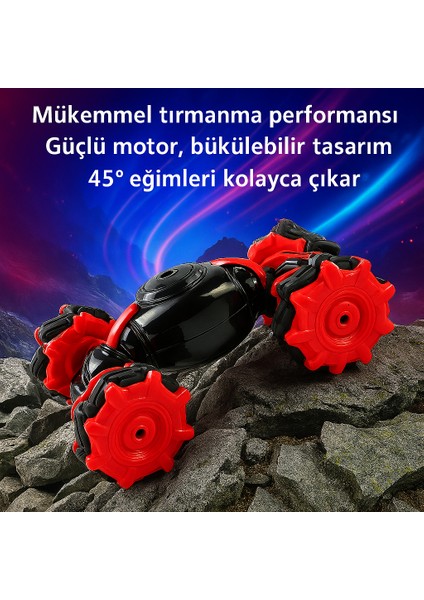 Uzaktan Kumandalı Akrobasi Oyuncağı • El Hareketiyle Kontrol • Işıklı & Renkli Arazi Aracı