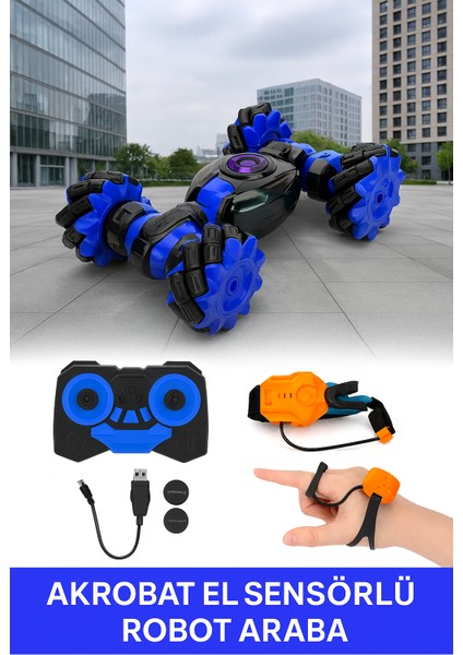 Uzaktan Kumandalı Akrobasi Oyuncağı • El Hareketiyle Kontrol • Işıklı & Renkli Arazi Aracı
