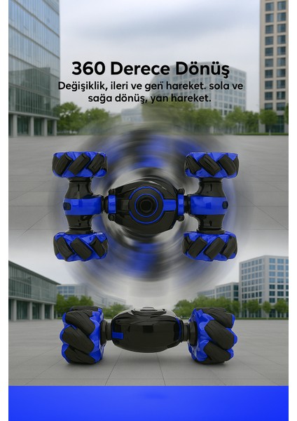 Uzaktan Kumandalı Akrobasi Oyuncağı • El Hareketiyle Kontrol • Işıklı & Renkli Arazi Aracı