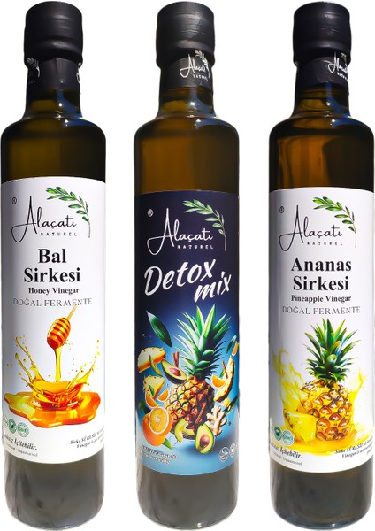 Detox, Bal ve Ananas Sirkesi 3’lü Kampanya Paketi 500 ml x 3 Adet