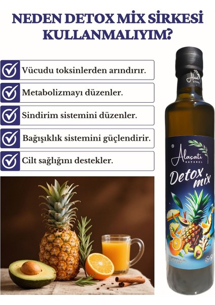 Detox, Bal ve Ananas Sirkesi 3’lü Kampanya Paketi 500 ml x 3 Adet fırsatları