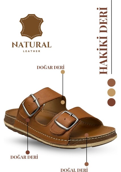 Hakiki Deri Erkek Terlik Doğal Deri Terlik T Taba