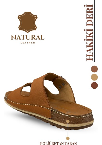 Hakiki Deri Erkek Terlik Doğal Deri Terlik T Taba