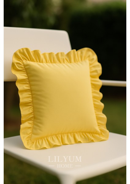 %100 Pamuk Fırfırlı Dekoratif Kırlent Kılıfı – 43X43 cm ( 1ADET )