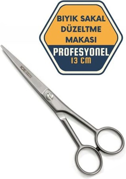 Berber ve Kuaför Kesim Makası, 13.5 Cm, Sakal ve Bıyık Düzeltebilen Şık Tasarım