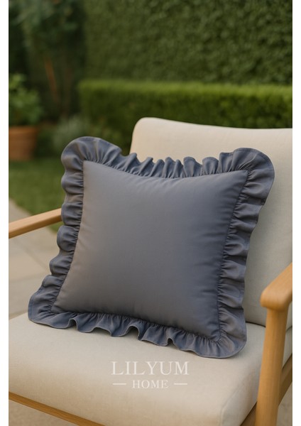 %100 Pamuk Fırfırlı Dekoratif Kırlent Kılıfı – 43X43 cm ( 1ADET )