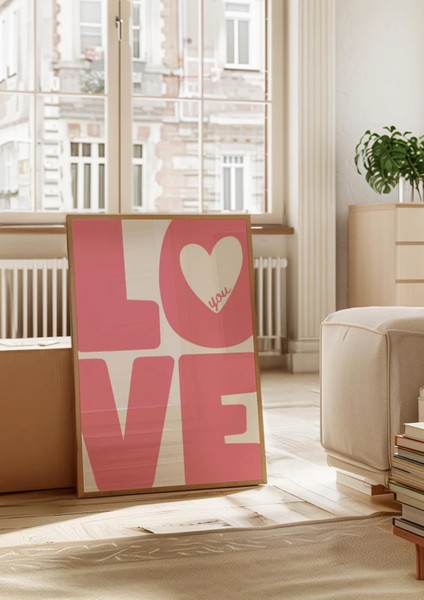 Mc Home Art Doğal Ahşap Çerçeveli Uv Baskı Pembe Love Yazılı Tablo Seti – Modern & Şık Duvar Dekoru modelleri
