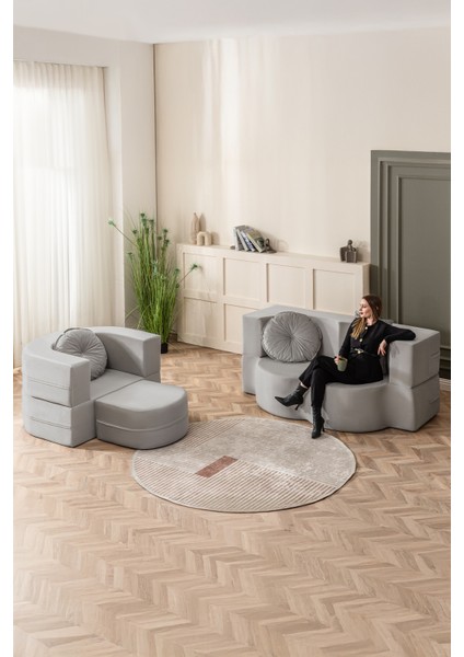 Neiro Sünger Koltuk Takımı, Açılabilir Yataklı Koltuk 2+1 Sünger Modern Koltuk