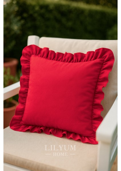 %100 Pamuk Fırfırlı Dekoratif Kırlent Kılıfı – 43X43 cm ( 1ADET )