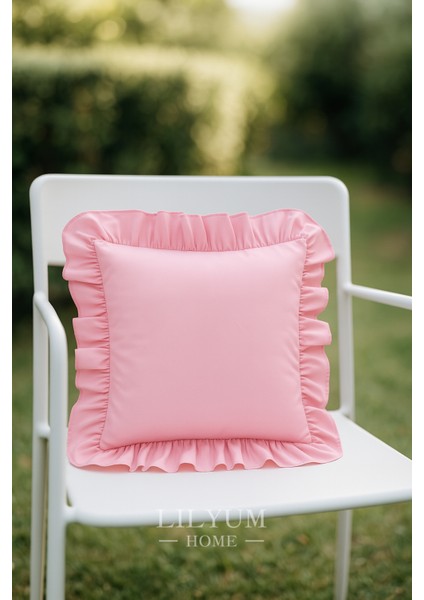 %100 Pamuk Fırfırlı Dekoratif Kırlent Kılıfı – 43X43 cm ( 1ADET )