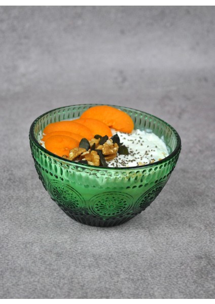 1 Adet Zümrüt Yeşili Cam Bowl Kase Çorba Sunum Kahvaltılık Yulaf Kasesi-Phoenix