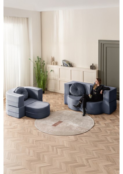 Neiro Sünger Koltuk Takımı, Açılabilir Yataklı Koltuk 2+1 Sünger Modern Koltuk