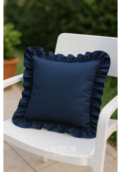 %100 Pamuk Fırfırlı Dekoratif Kırlent Kılıfı – 43X43 cm ( 1ADET )
