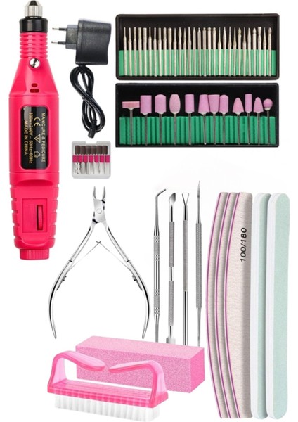 Elektrikli 63 Parça Tırnak Bakım Seti, Oje Çıkartma, Manikür ve Pedikür Araçları