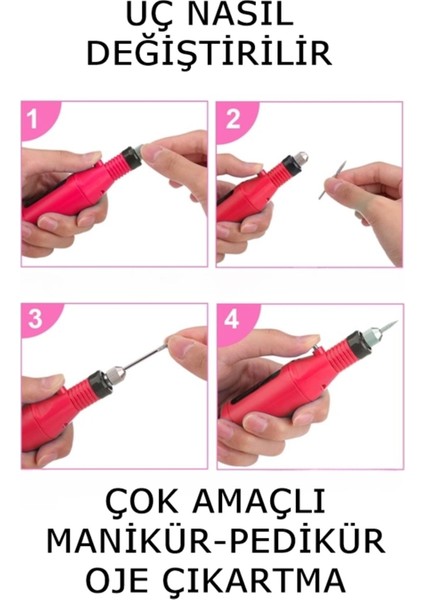 Elektrikli 63 Parça Tırnak Bakım Seti, Oje Çıkartma, Manikür ve Pedikür Araçları