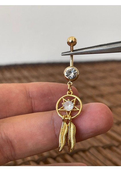 316 L Cerrahi Çelik Kızılderili Simgesi Göbek Piercingi