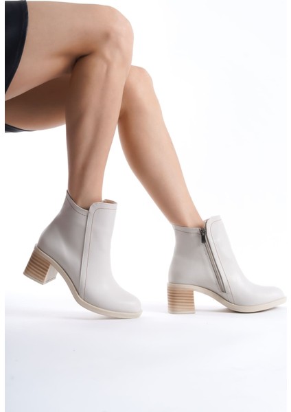 Jet-Larıssa Fermuarlı Ortopedik Taban Topuklukadın Bot Ckt - Krem modelleri
