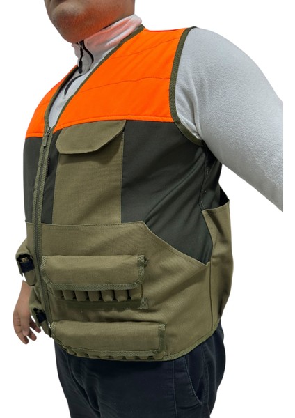 Turuncu Omuzlu Haki Avcı Yeleği - 30 Fişek Kapasiteli - 12 Kalibre modelleri
