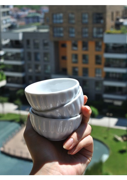 3 Adet Porselen Kahve Yanı Lokumluk Çerezlik Şekerlik 7 Cm-Gelincik