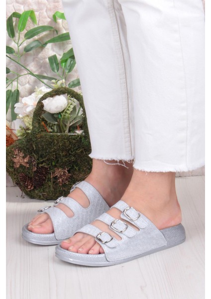 100403 Pienn Anatomik Esnek Rahat Simli Baskılı Üç Tokalı Kadın Terlik fiyatları